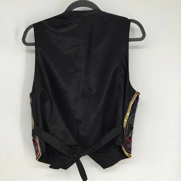 Spenser Jeremy Vintage 90’s Floral Beaded Sequin Embellished Silk Vest Size M - Picture 2 of 6